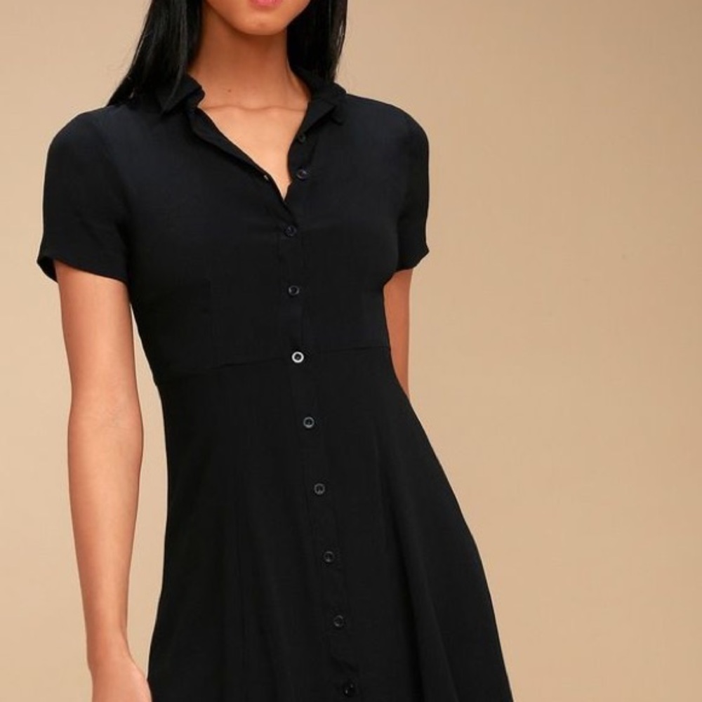 Missguided Black Button-Up Skater Dress